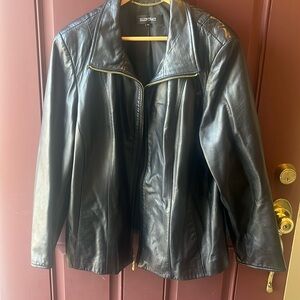 Ellen Tracy Black Leather Jacket Buttery Soft 2X